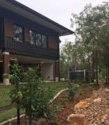 New Building and dry river bed